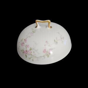 Haviland Limoges France Floral Porcelain Bowl Lid Pink Roses Gold